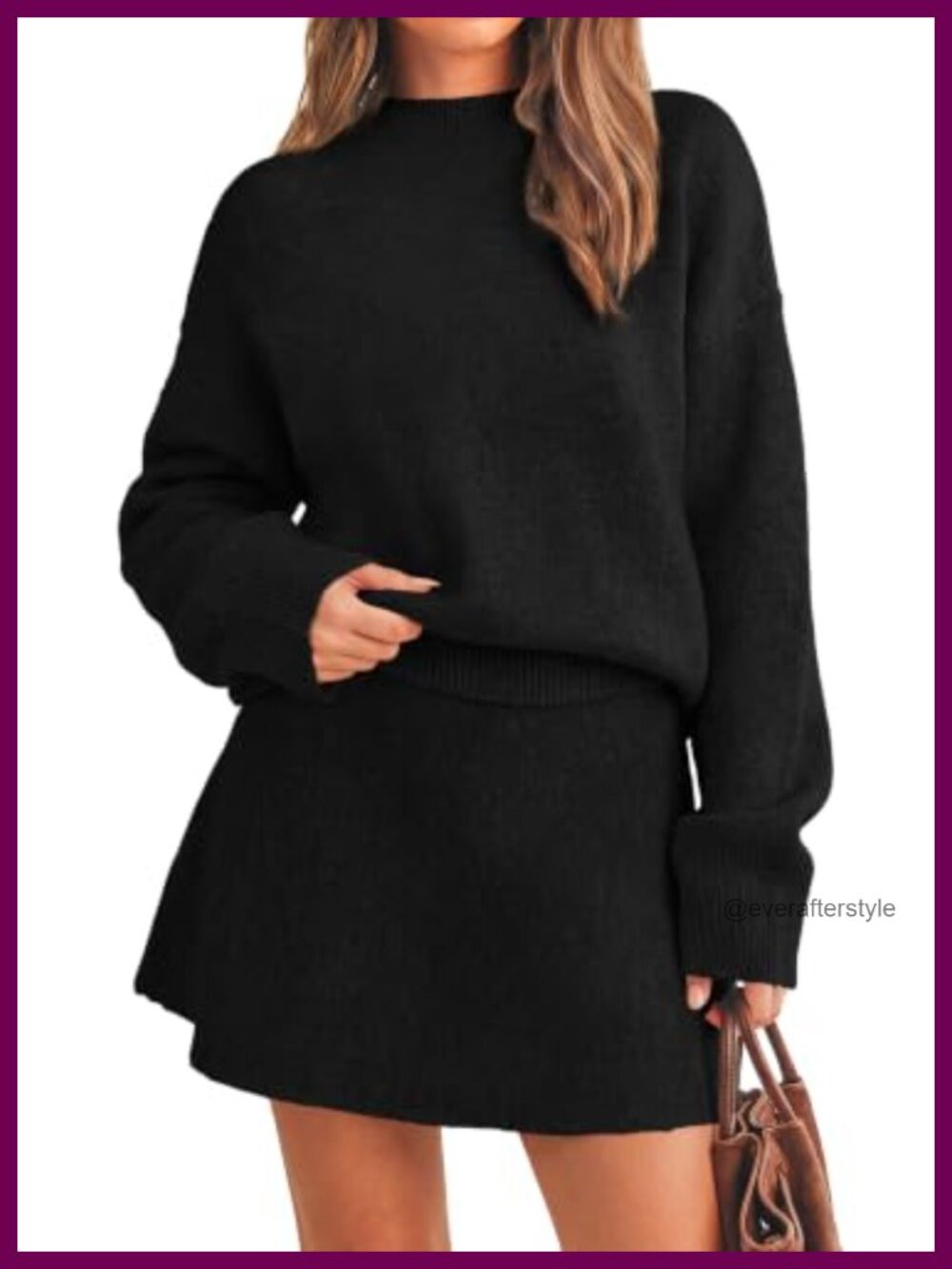 Women's Chunky Knit Sweater and Mini Skirt Two Piece Set